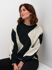 Kaffe Casual Fit Wilma Printed Black Pullover Jumper - Image 3 of 5