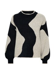 Kaffe Casual Fit Wilma Printed Black Pullover Jumper - Image 4 of 5