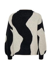 Kaffe Casual Fit Wilma Printed Black Pullover Jumper - Image 5 of 5