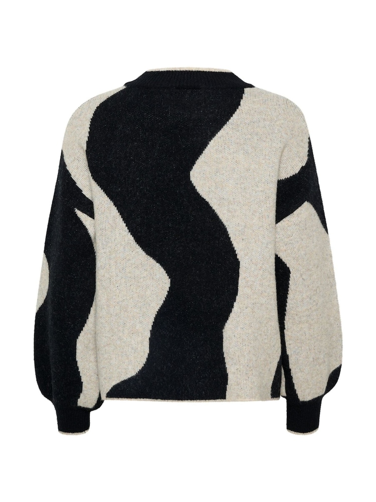 Kaffe Casual Fit Wilma Printed Black Pullover Jumper - Image 5 of 5