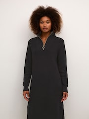 Kaffe Lioa Long Sleeves Zip Knit Black Dress - Image 1 of 6