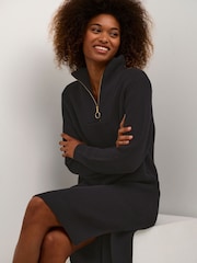 Kaffe Lioa Long Sleeves Zip Knit Black Dress - Image 4 of 6