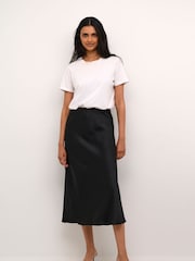 Kaffe Lotte Satin Elastic Waist Maxi Skirt - Image 3 of 7