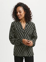 Kaffe Olan V-Notch Neck Long Sleeve Blouse - Image 1 of 6