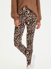 Kaffe Skinny Fit Pappi Printed Brown Leggings - Image 1 of 7