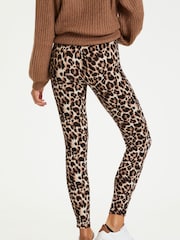 Kaffe Skinny Fit Pappi Printed Brown Leggings - Image 2 of 7