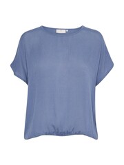 Kaffe Blue Amber Round Neck Short Sleeve Blouse - Image 4 of 5