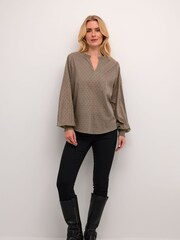 Kaffe Casual Fit Lydia V-Notch Neck 100% Cotton Blouse - Image 3 of 6