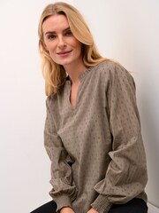 Kaffe Casual Fit Lydia V-Notch Neck 100% Cotton Blouse - Image 4 of 6