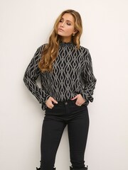 Kaffe Ronja High Neck Long Sleeve Black Blouse - Image 1 of 6