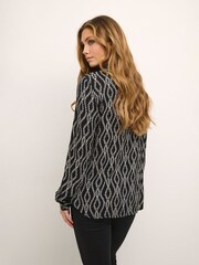 Kaffe Ronja High Neck Long Sleeve Black Blouse - Image 2 of 6