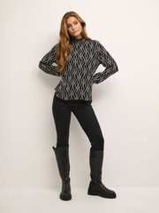Kaffe Ronja High Neck Long Sleeve Black Blouse - Image 3 of 6