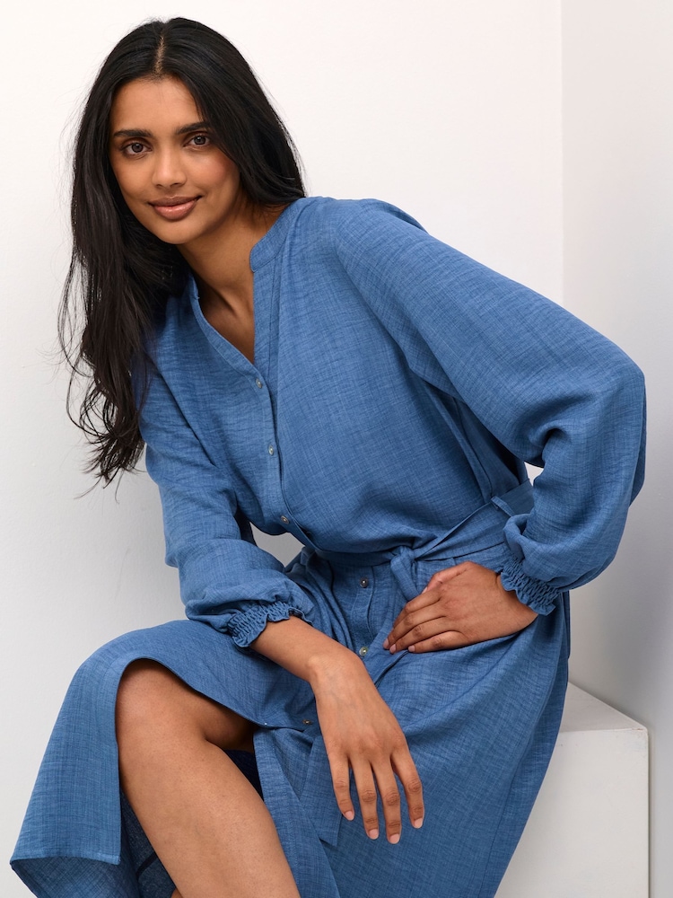 Kaffe Ellen Long Sleeve Belted Shirt Dress - Image 1 of 5
