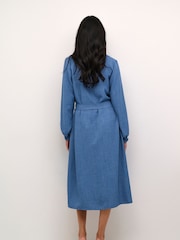 Kaffe Ellen Long Sleeve Belted Shirt Dress - Image 2 of 5