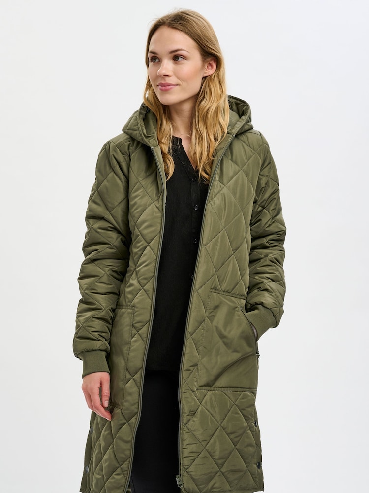 Kaffe Tilla Hooded Long Sleeve Quilted Coat - Image 1 of 6