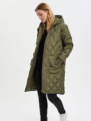 Kaffe Tilla Hooded Long Sleeve Quilted Coat - Image 3 of 6