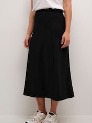 Kaffe Frederikke Jersey A-Line Midi Black Skirt - Image 1 of 5