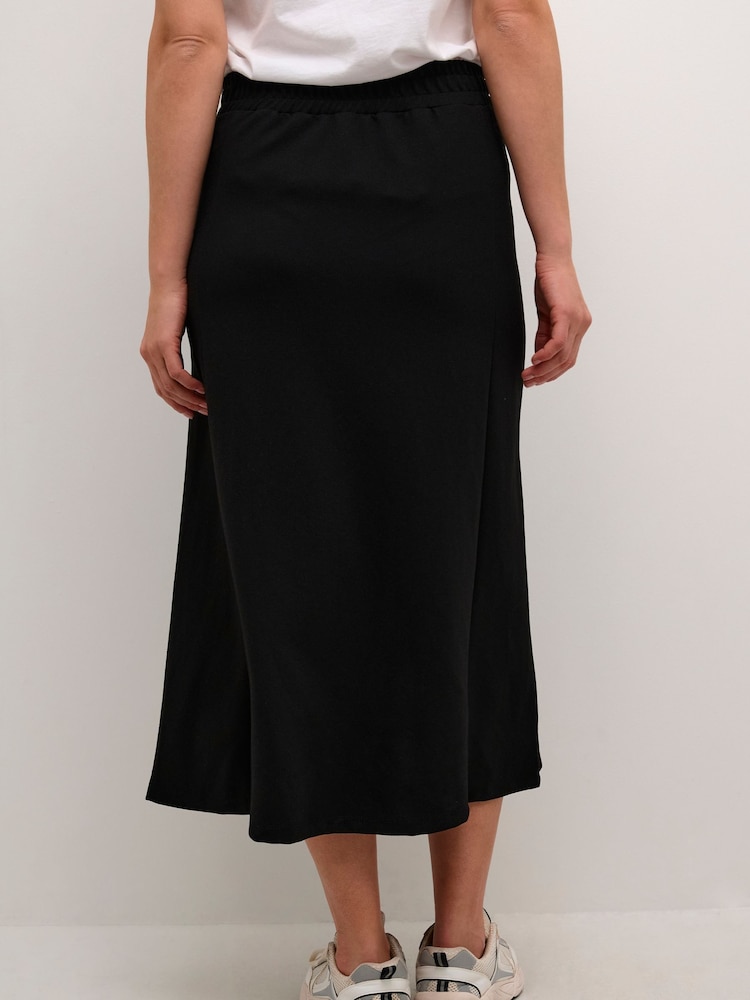 Kaffe Frederikke Jersey A-Line Midi Black Skirt - Image 2 of 5