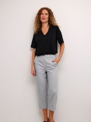 Kaffe Kasakura HW Cropped Relaxed Fit High Waist Length Regular Leg Trousers - Image 3 of 6