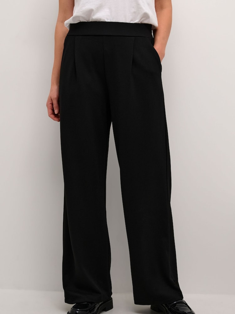 Kaffe Frederikke Jersey Elastic Waist Black Trousers - Image 1 of 6