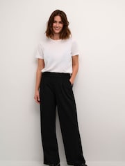 Kaffe Frederikke Jersey Elastic Waist Black Trousers - Image 3 of 6