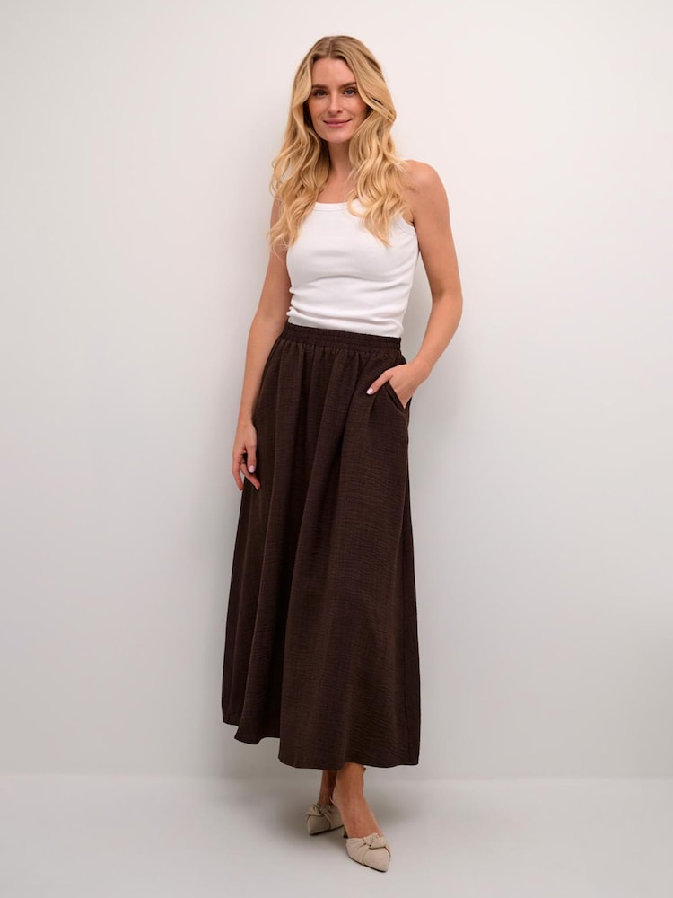 Kaffe Ellen Elastic Waist Pocket Maxi Skirt - Image 1 of 5