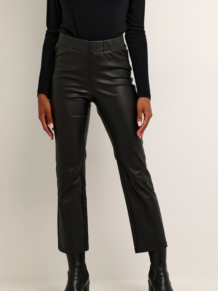 Kaffe KAada Cropped Elastic Waist Black Jeggings - Image 1 of 6