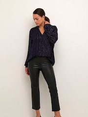 Kaffe KAada Cropped Elastic Waist Black Jeggings - Image 3 of 6