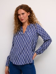 Kaffe Olan V-Notch Neck Long Sleeve Blouse - Image 1 of 6