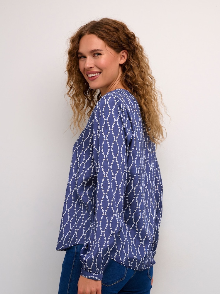 Kaffe Olan V-Notch Neck Long Sleeve Blouse - Image 2 of 6