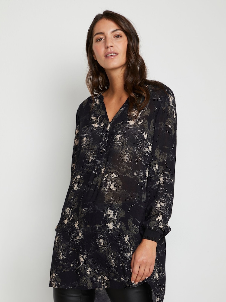 Kaffe Alice V-Notch Neck Long Sleeve Black Tunic - Image 1 of 6