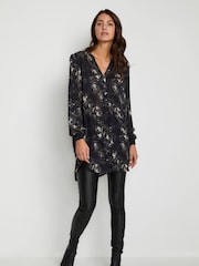 Kaffe Alice V-Notch Neck Long Sleeve Black Tunic - Image 3 of 6