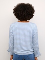 Kaffe Mathilde Boat Neck Drawstrings Blue Blouse - Image 2 of 6