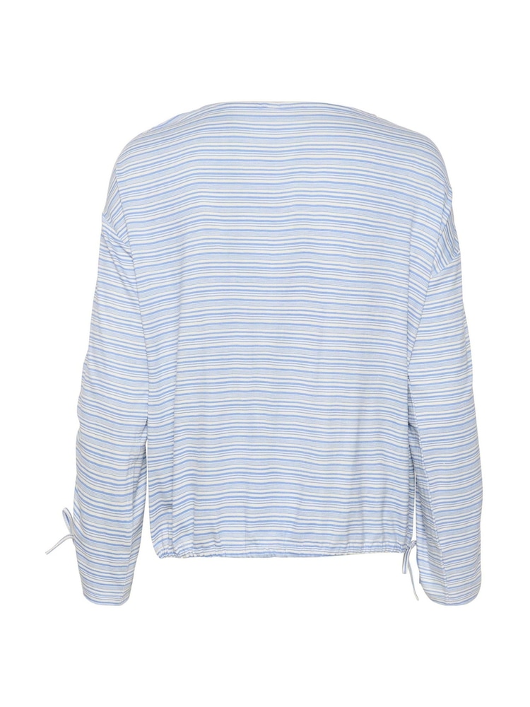 Kaffe Mathilde Boat Neck Drawstrings Blue Blouse - Image 6 of 6