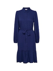 Kaffe Rikke Long Sleeve Belted Shirt Blue Dress - Image 5 of 6