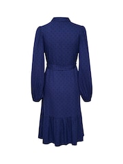 Kaffe Rikke Long Sleeve Belted Shirt Blue Dress - Image 6 of 6