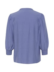 Kaffe Blue Vera 3/4 Sleeve V-Notch Neck Blouse - Image 6 of 6