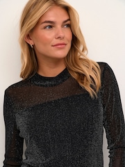 Kaffe Olga Glitter Long Sleeve Mesh Top - Image 4 of 7