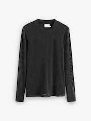 Kaffe Olga Glitter Long Sleeve Mesh Top - Image 5 of 7