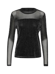 Kaffe Olga Glitter Long Sleeve Mesh Top - Image 6 of 7