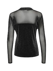 Kaffe Olga Glitter Long Sleeve Mesh Top - Image 7 of 7