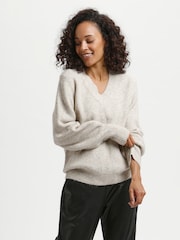 Kaffe Regular Fit Merana V-Neck Pullover Jumper - Image 1 of 7