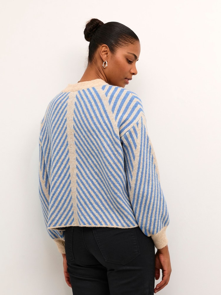 Kaffe Vera Striped Pattern Knitted Pull-Over Jumper - Image 2 of 6