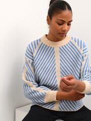 Kaffe Vera Striped Pattern Knitted Pull-Over Jumper - Image 4 of 6
