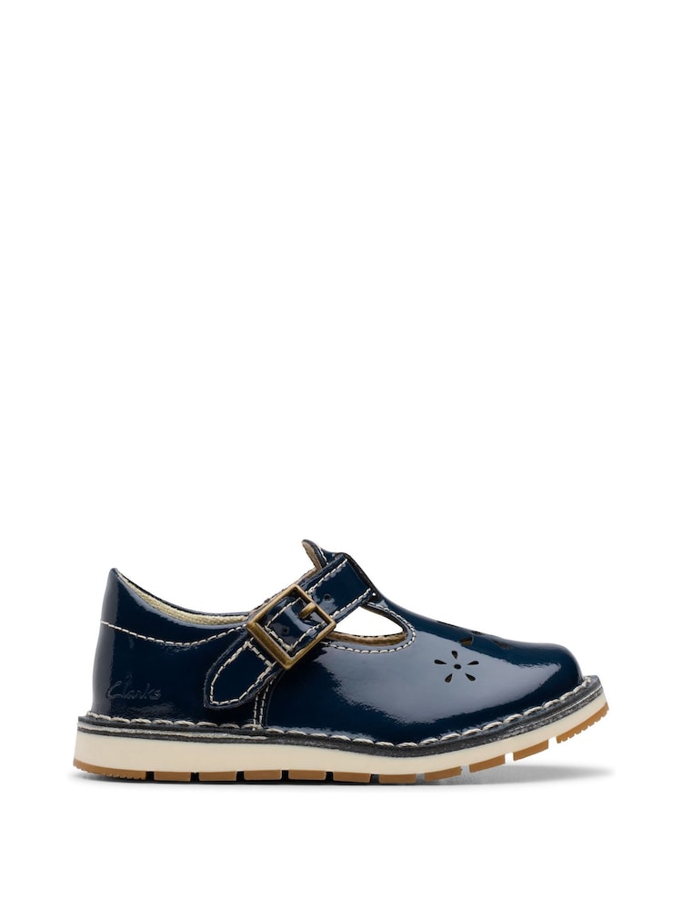 Clarks Blue Standard Fit (F) Patent Joyful Skip Toddler Shoes - Image 1 of 7