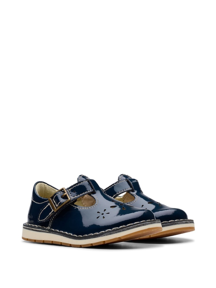 Clarks Blue Standard Fit (F) Patent Joyful Skip Toddler Shoes - Image 4 of 7