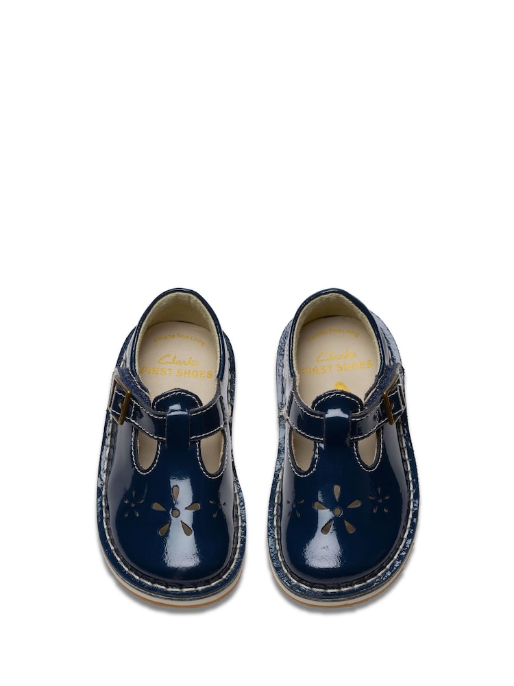 Clarks Blue Standard Fit (F) Patent Joyful Skip Toddler Shoes - Image 6 of 7
