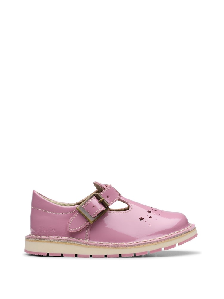 Clarks Pink Standard Fit (F) Patent Joyful Skip Toddler Shoes - Image 1 of 7