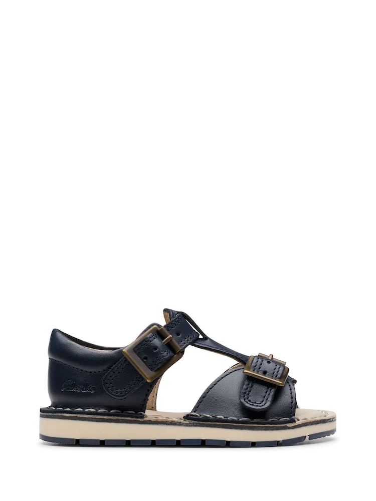 Clarks Blue Standard Fit (F) Leather Playsun Reef  T. Sandals - Image 1 of 7