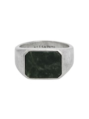 AllSaints Black Mens Onyx Sterling Silver Tone Signet Ring - Image 1 of 3